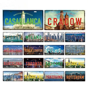Country & City License Plate Collection - Decorative Metal Tin Signs
