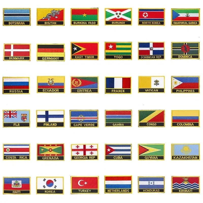 Colección de parches de bandera de país Parches para coser o