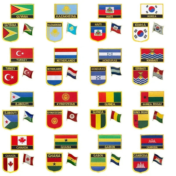 Country Flag Patch & Lapel Pin Collection - Sew On/Iron On Patches