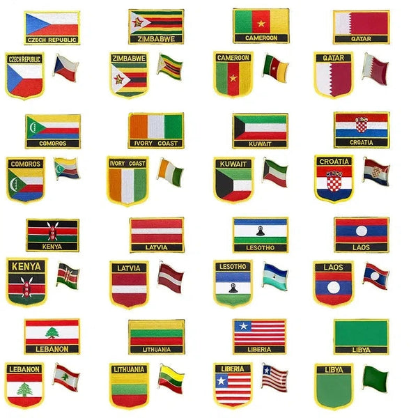 Country Flag Patch & Lapel Pin Collection - Sew On/Iron On Patches