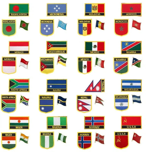 Country Flag Patch & Lapel Pin Collection - Sew On/Iron On Patches