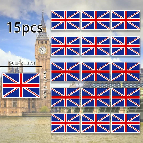 Country Flag Stickers - 15pcs National Flag Decal Pack