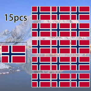 Country Flag Stickers - 15pcs National Flag Decal Pack