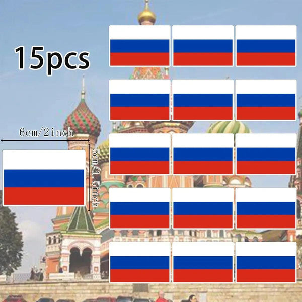 Country Flag Stickers - 15pcs National Flag Decal Pack