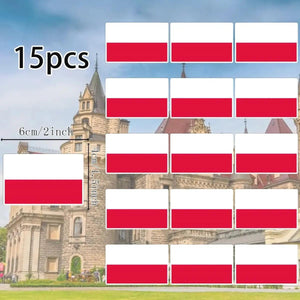Country Flag Stickers - 15pcs National Flag Decal Pack