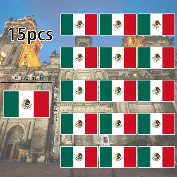 Country Flag Stickers - 15pcs National Flag Decal Pack