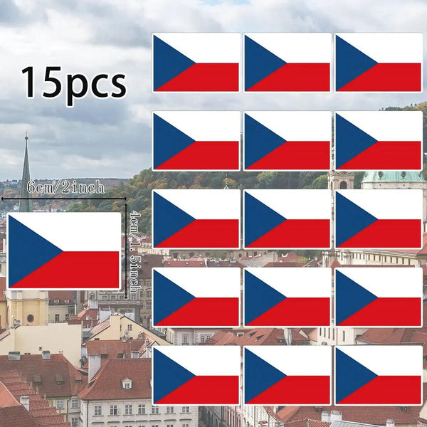 Country Flag Stickers - 15pcs National Flag Decal Pack