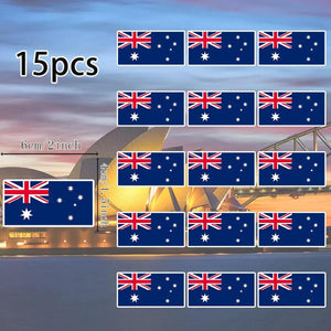 Country Flag Stickers - 15pcs National Flag Decal Pack