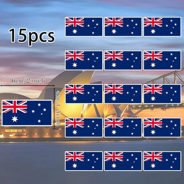 Country Flag Stickers - 15pcs National Flag Decal Pack