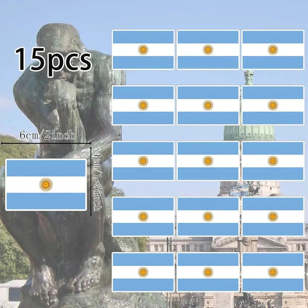 Country Flag Stickers - 15pcs National Flag Decal Pack