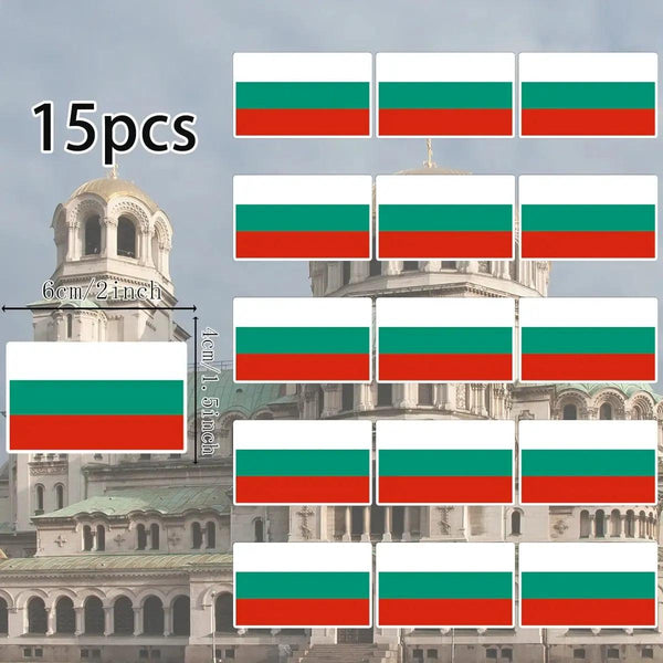 Country Flag Stickers - 15pcs National Flag Decal Pack