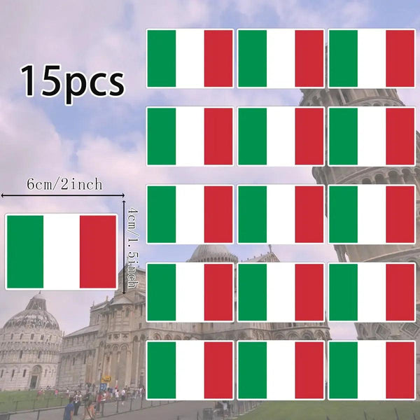 Country Flag Stickers - 15pcs National Flag Decal Pack