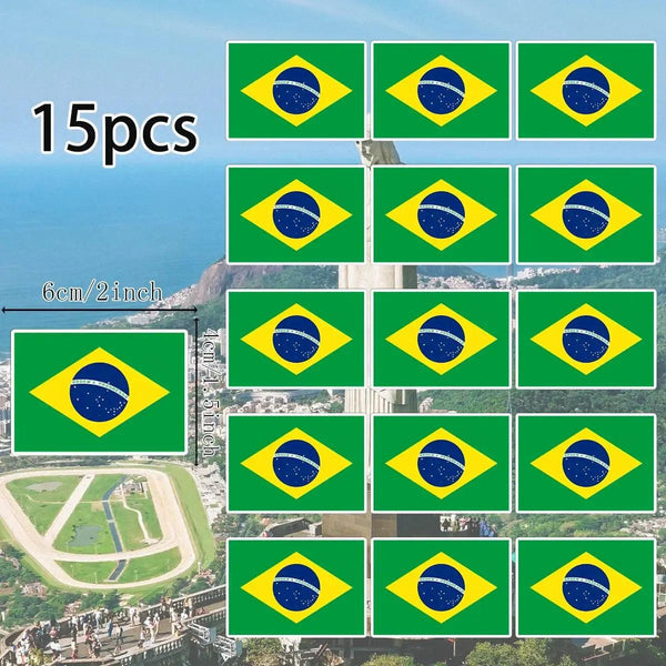 Country Flag Stickers - 15pcs National Flag Decal Pack