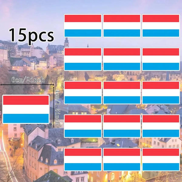 Country Flag Stickers - 15pcs National Flag Decal Pack