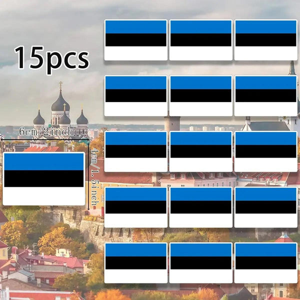 Country Flag Stickers - 15pcs National Flag Decal Pack
