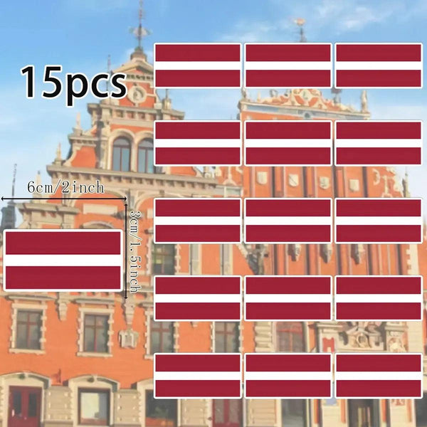 Country Flag Stickers - 15pcs National Flag Decal Pack