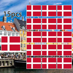 Country Flag Stickers - 15pcs National Flag Decal Pack