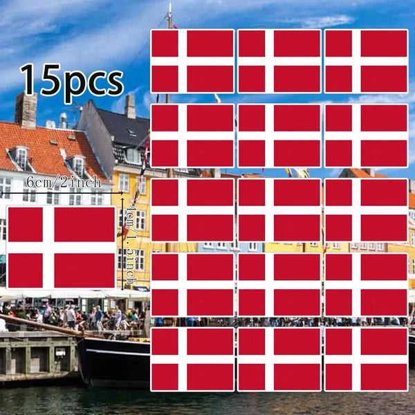 Country Flag Stickers - 15pcs National Flag Decal Pack