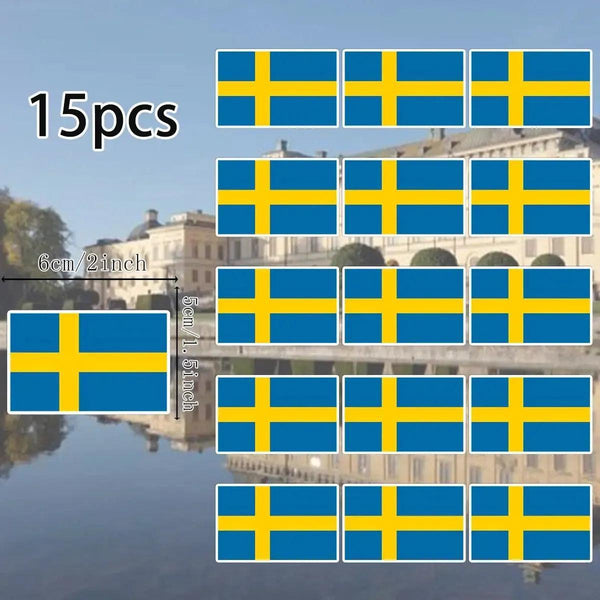 Country Flag Stickers - 15pcs National Flag Decal Pack