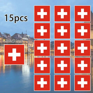 Country Flag Stickers - 15pcs National Flag Decal Pack