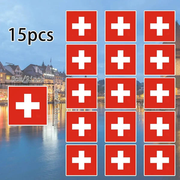 Country Flag Stickers - 15pcs National Flag Decal Pack