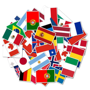 Country Flag Stickers - 15pcs National Flag Decal Pack