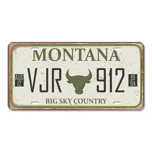 Country & State License Plate Collection - Decorative Metal Tin Signs