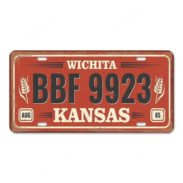 Country & State License Plate Collection - Decorative Metal Tin Signs