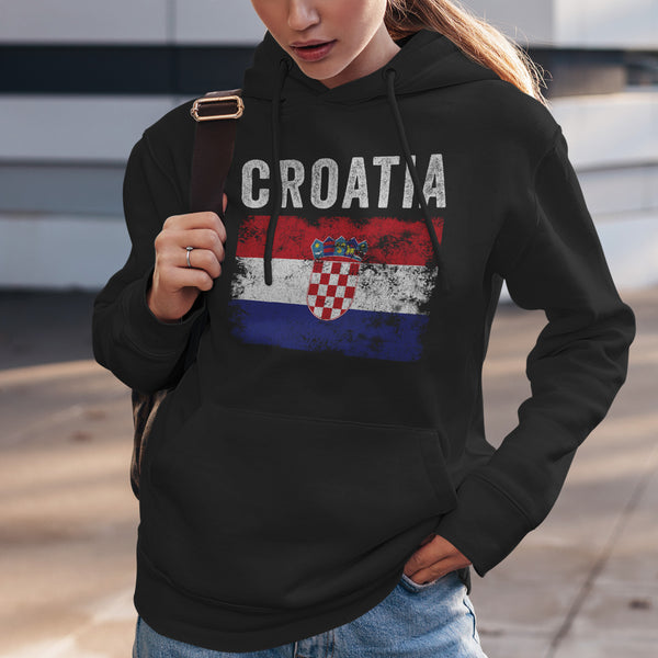 Croatia Flag Distressed - Croatian Flag Hoodie