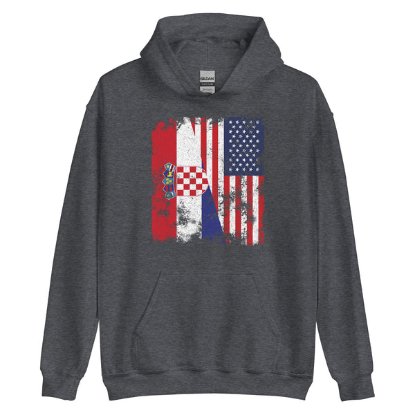 Croatia USA Flag - Half American Hoodie