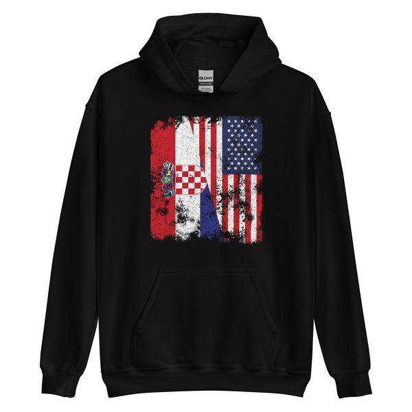Croatia USA Flag - Half American Hoodie