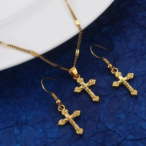 Crucifix Necklace & Earrings