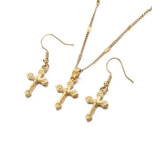 Crucifix Necklace & Earrings