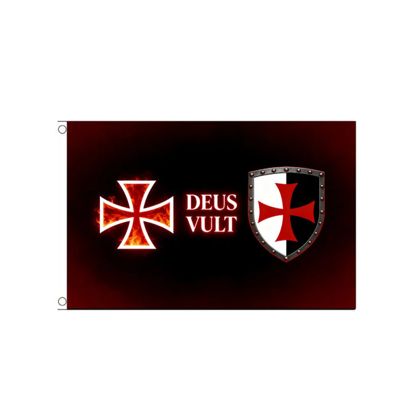 Crusader Flag – Deus Vult Knights Templar Flag - 90x150cm(3x5ft) - 60x90cm(2x3ft)