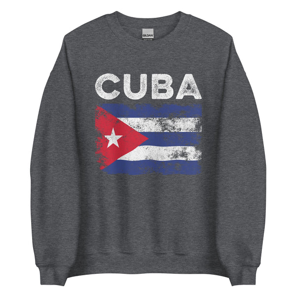Cuba Flag Distressed - Cuban Flag Sweatshirt