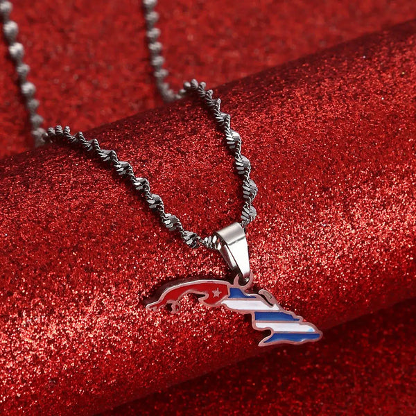 Cuba Flag Map Necklace