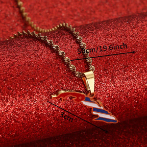 Cuba Flag Map Necklace