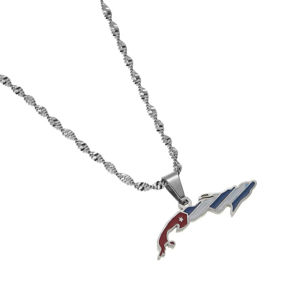 Cuba Flag Map Necklace