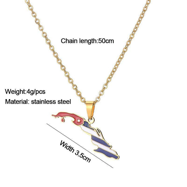 Cuba Flag Map Necklace