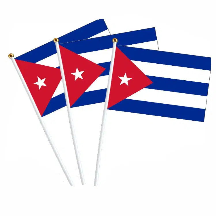 Cuba Flag on Stick - Small Handheld Flag (50/100Pcs)
