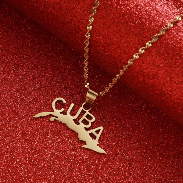 Cuba Map Necklace