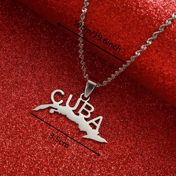 Cuba Map Necklace