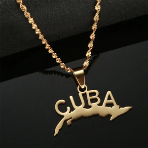 Cuba Map Necklace