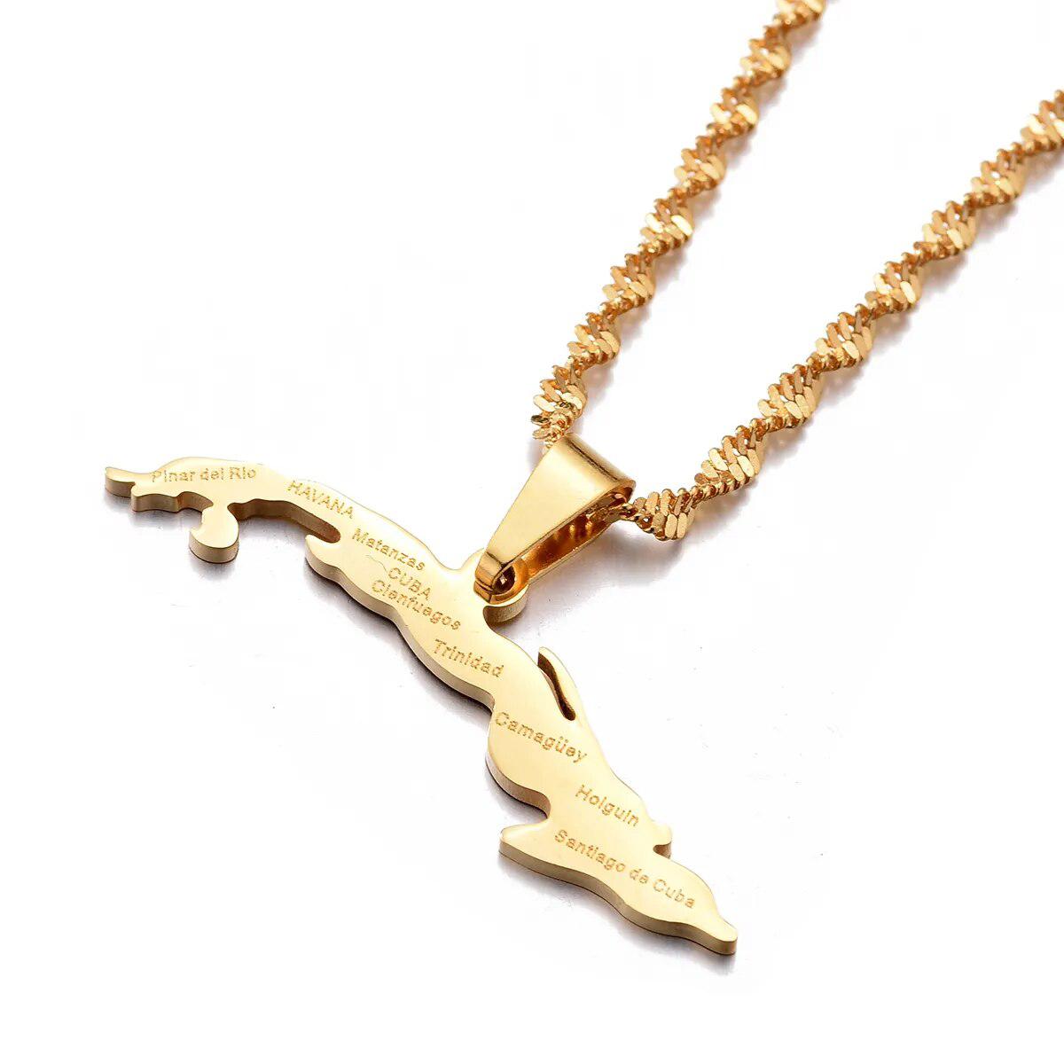 Cuba Map Necklace