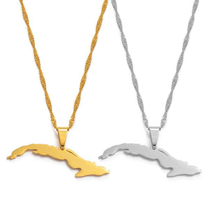 Cuba Map Necklace