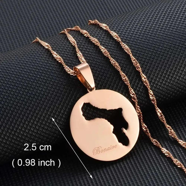 Curacao, Bonaire, Rincon Map Necklace Collection