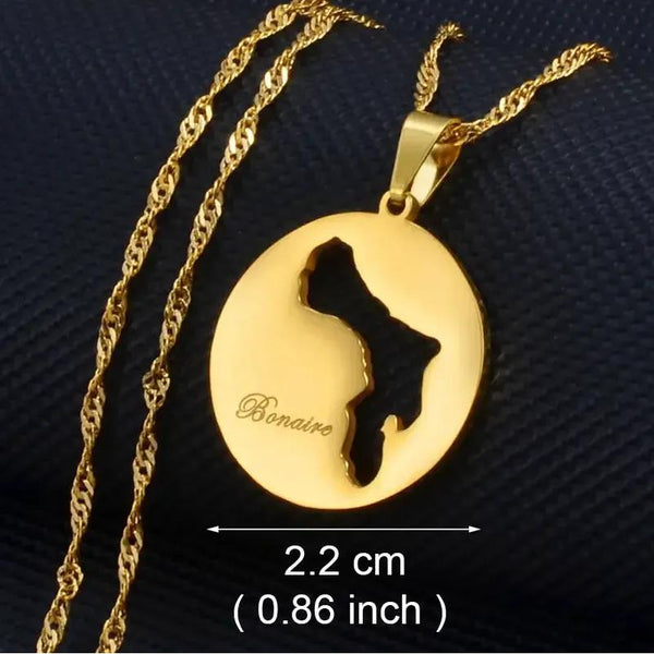 Curacao, Bonaire, Rincon Map Necklace Collection