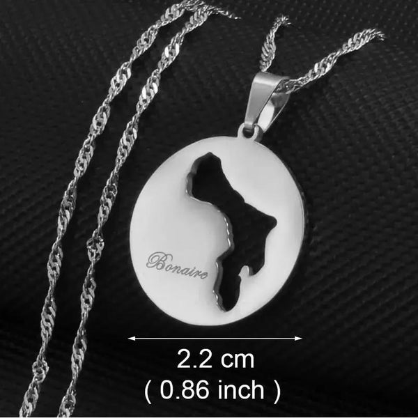 Curacao, Bonaire, Rincon Map Necklace Collection