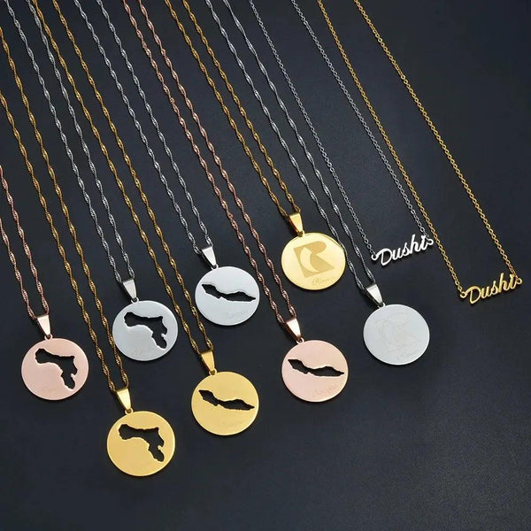 Curacao, Bonaire, Rincon Map Necklace Collection