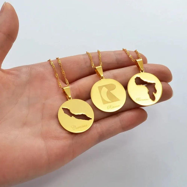 Curacao, Bonaire, Rincon Map Necklace Collection